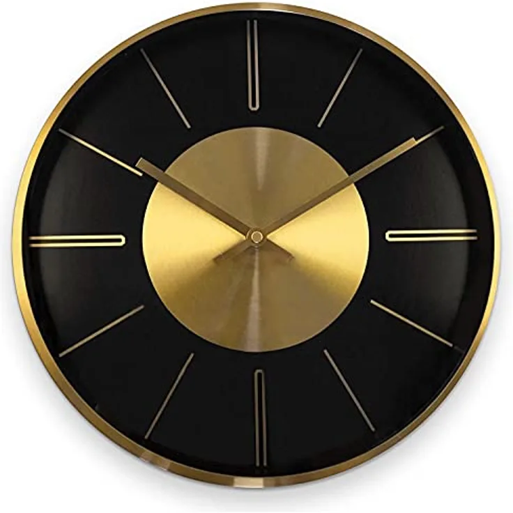 Moderne lautlose Aluminium Wanduhr 30 cm Durchmesser ohne Tickgeräusche für das Wohnzimmer, Schlafzimmer und Büro (Gold Aluminium)