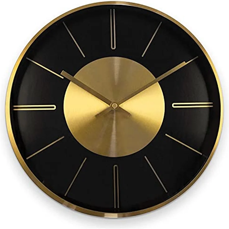 Moderne lautlose Aluminium Wanduhr 30 cm Durchmesser ohne Tickgeräusche für das Wohnzimmer, Schlafzimmer und Büro (Gold Aluminium) – Bild 1