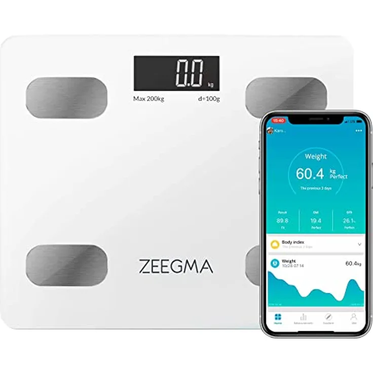ZEEGMA Gewit Fittrack Die Smarte Personenwaage Für Die Ganze Familie: Messen, Verfolgen, Gesundheit Optimieren, Präzise Messung, LCD, Gewichtsmessbereich Bis Zu 200 kg