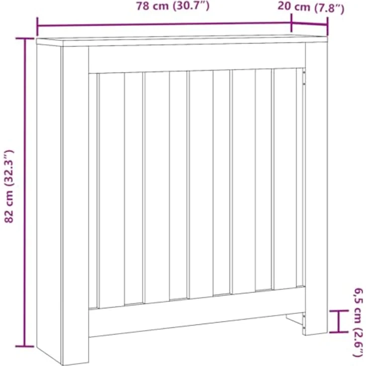 vidaXL Heizkörperverkleidung Weiß, 78x20x82 cm, Holzwerkstoff mit modernem Latten-Design und pflegeleichter Oberfläche – Bild 3