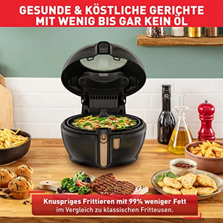 Tefal FZ7758 ActiFry & Grill Genius Heißluftfritteuse | inkl. Grillrost | automatischer Rührarm | 9 aut. Kochprogramme | Kapazität 1,2 kg | gesundes Frittieren ohne Öl | digitales Rezeptbuch | Schwarz – Bild 4