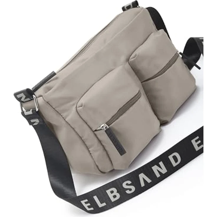 Elbsand Umhängetasche, modische Schultertasche mit verstellbarem Schulterriemen, vegan, schwarz – Bild 4