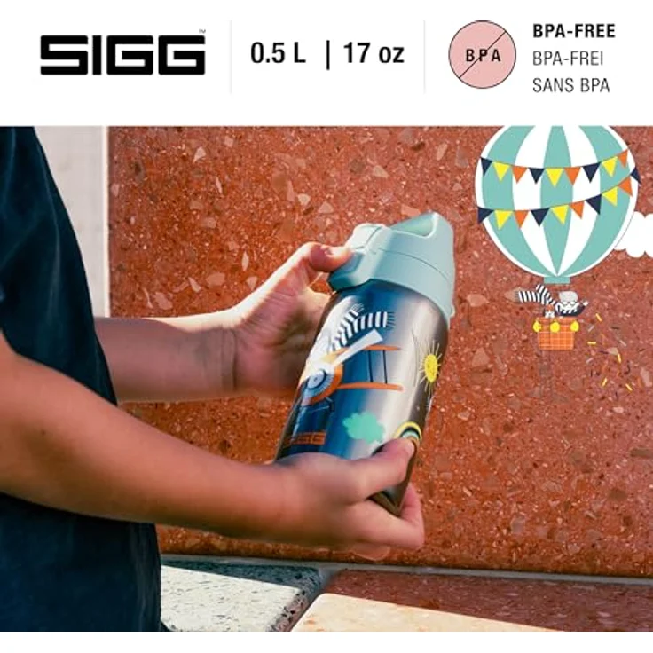Sigg Trinkflasche aus Edelstahl, 0,5 Liter, auslaufsicher, für kohlensäurehaltige Getränke, spülmaschinenfest, WMB-ONE Deckel – Bild 2