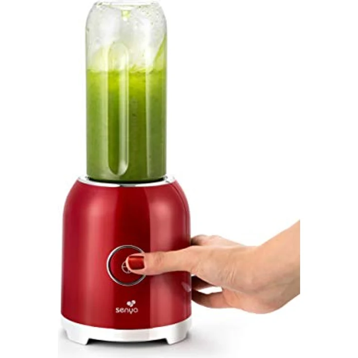 Senya Standmixer Smoothie mit 2 tragbaren Flaschen, Rot, Juicy Delight 250 W, 6 Klingen aus Edelstahl, SYCP-M025, BPA-frei – Bild 4