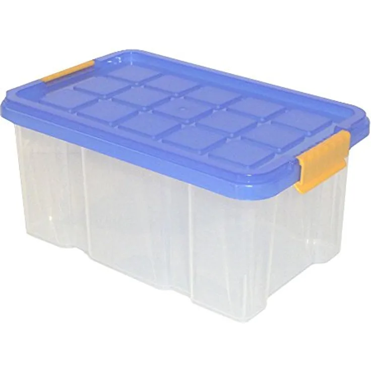 axentia Aufbewahrungsbox mit Deckel, Stapelbox aus Kunststoff 15 Liter, Eurobox transparent, Maße: ca. 40 x 29 x 20,5 cm, Anthrazit, blau oder gelb - Farbe nicht wählbar