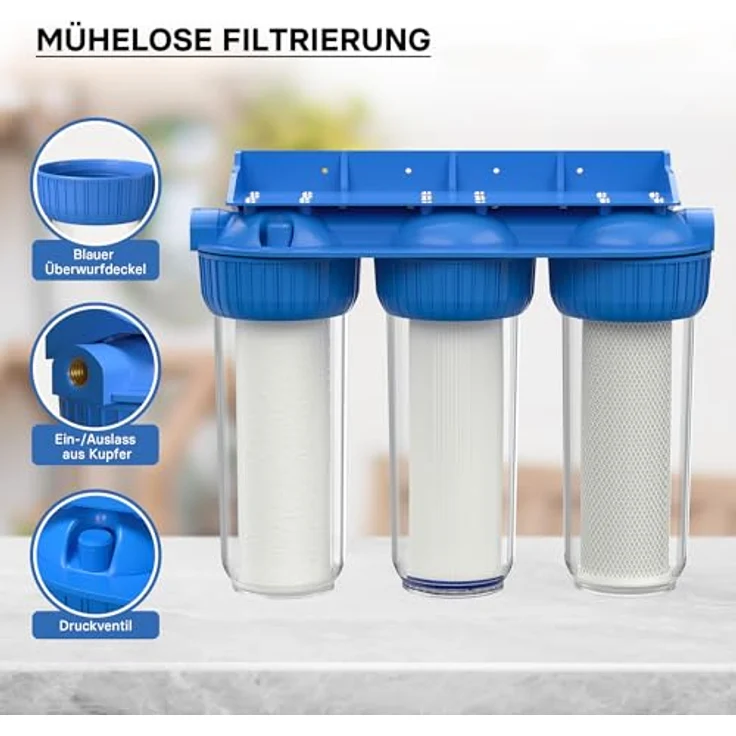 Naturewater NW-BR10B4 3Stufenfilter 26.16 mm (3-4') Sedimentfilter Aktivkohleblock Aktivkohlegranula – Bild 2