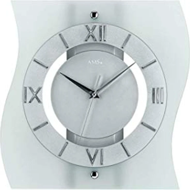 AMS F5909 Funk-Wanduhr, Holz, Silber, 35 x 35 x 12 cm – Bild 2
