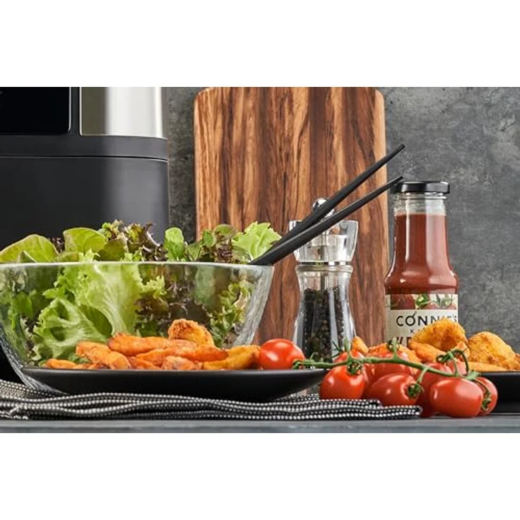 Trisa Fritteuse Trisa Crunchy Fry Pro Heißluft-Fritteuse 2400 W Schwarz, 2400 W - Zeitlich abgestimmtes Frittieren, 10 Liter Füllmenge, Touch Display, regulierbare Temperatur – Bild 8