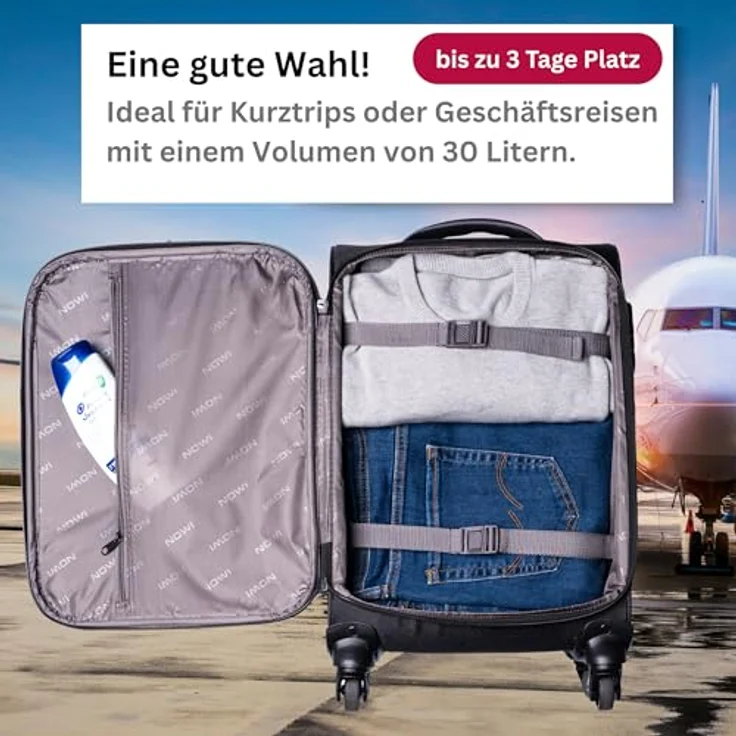 Nowi, Koffer, Sevilla 4 Rollen Kabinentrolley 55 cm, (30 l, S), Stylischer Kabinentrolley mit Kreuzpackgurt, Reißverschlussfach, Tragegriff und 4 Rollen, in stilvollem Design – Bild 4