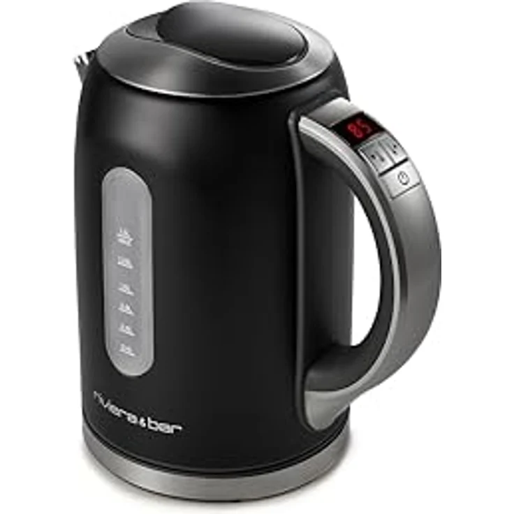 Riviera & Bar TR Edelstahl Wasserkocher 1,5L, 2200W, einstellbare Temperatur 50-100°C, LCD-Display, Warmhaltefunktion, Überhitzungsschutz, elegant Schwarz – Bild 2