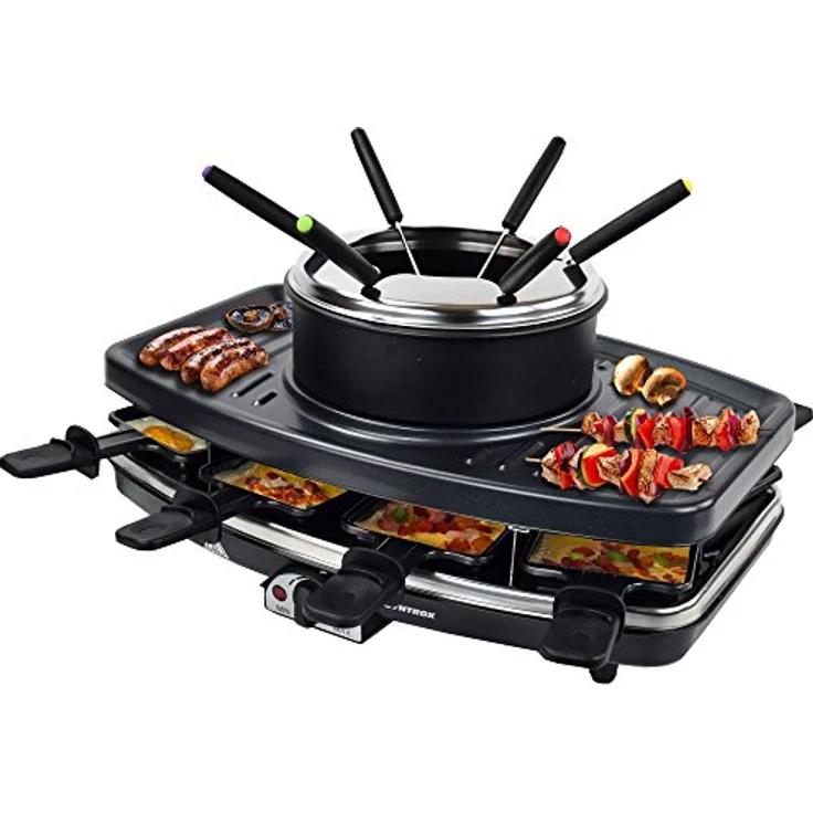Syntrox RAC-1100W Freiburg Raclette-Grill, 6 Fonduegabeln, 1100 Watt – Bild 2