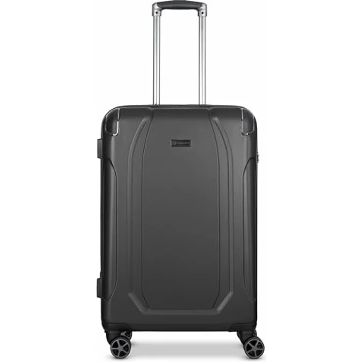 bugatti Valencia Koffer Groß | Trolley aus ABS Material mit arretierbaren Griff, Kreuzpackgurt, TSA-Schloss und Netzfach | 45 cm x 27 cm x 68 cm, Schwarz – Bild 2
