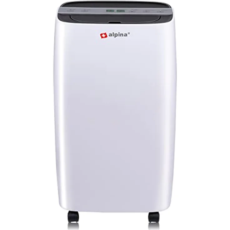 alpina Luftentfeuchter - 230V/220W - Räume bis zu 100M³ - Extra Leise - Entfeuchtet bis zu 10L pro Tag - Timerfunktion 1-24 Stunden - Luftfeuchtigkeitseinstellung - Weiß