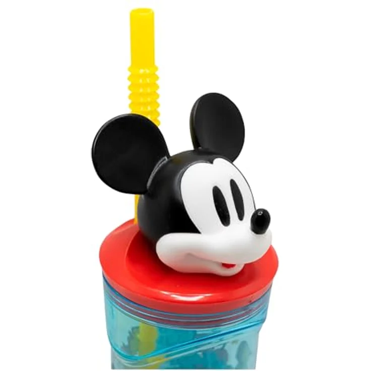Disney Mickey Mouse 3D Trinkflasche Becher, 360 ml mit Strohhalm & Mickey Kopfdeckel, True Champions Design – Bild 4