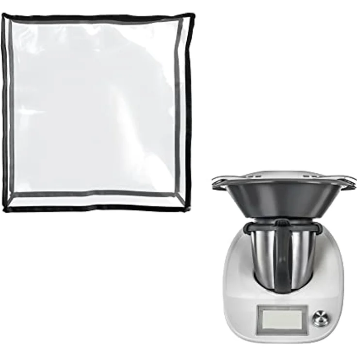 kwmobile TPU Hülle transparent kompatibel mit Thermomix TM5 / TM6 - Küchenmaschine Staubschutz Abdeckhaube - Staubhaube in Transparent Schwarz – Bild 5