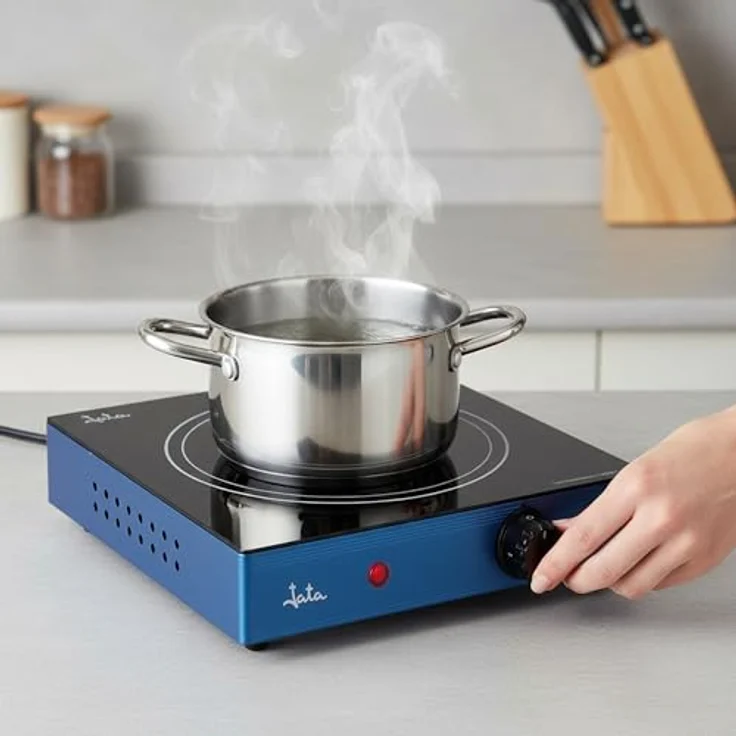 JATA Induktionskochplatte V140, Arbeitsplatte Keramik, Vitrotek, 1 Zone(n), schwarz, blau – Bild 6