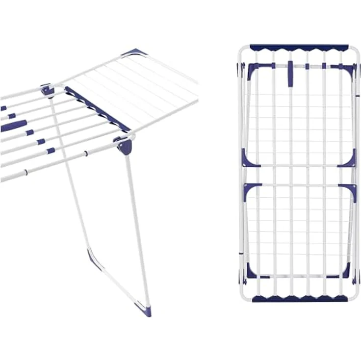 Leifheit Wäscheständer Classic Extendable 230 Solid, auf eine Breite von 184 cm ausziehbar, Standtrockner mit 23m Trockenlänge, stabiler Wäschetrockner mit extradicken XL-Stäben, weiß, blau – Bild 5