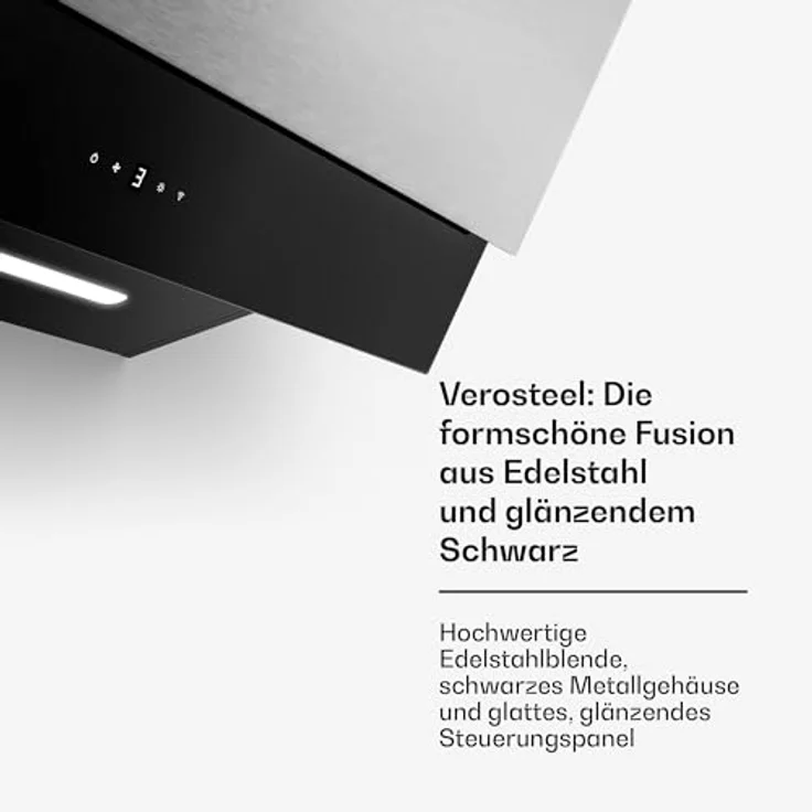 Klarstein Verosteel Dunstabzugshaube 90 cm – Kopffrei, 624 m³/h, A++, Touch-Bedienung, LED, Edelstahl & Glas, leise – Bild 6