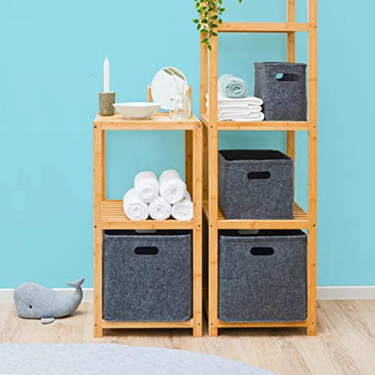 DuneDesign 2er Set: 100% Recycling Filz Aufbewahrungsbox 32x26x23 Organizer Filz Aufbewahrungskorb Faltbar Aufbewahrungskörbe für Regale Filz Korb Aufbewahrung Korb für Treppe Anthrazit Storage Basket – Bild 3