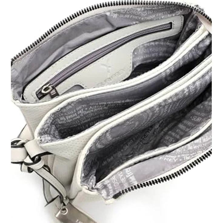 SURI FREY Umhängetasche SFY Romy, für Damen - Vegane Feinsynthetik, Lasercut-Optik, samtig, Uni-Design, Abmessung 21 x 17 x 8 cm, schwarz – Bild 5