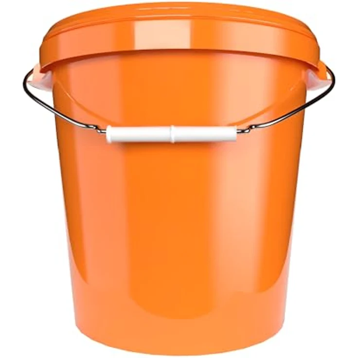 FixedByU 10 Eimer mit Deckel 30 Liter Made in Germany - lebensmittelecht, stabil, luftdicht - Vorratseimer Orange – Bild 3