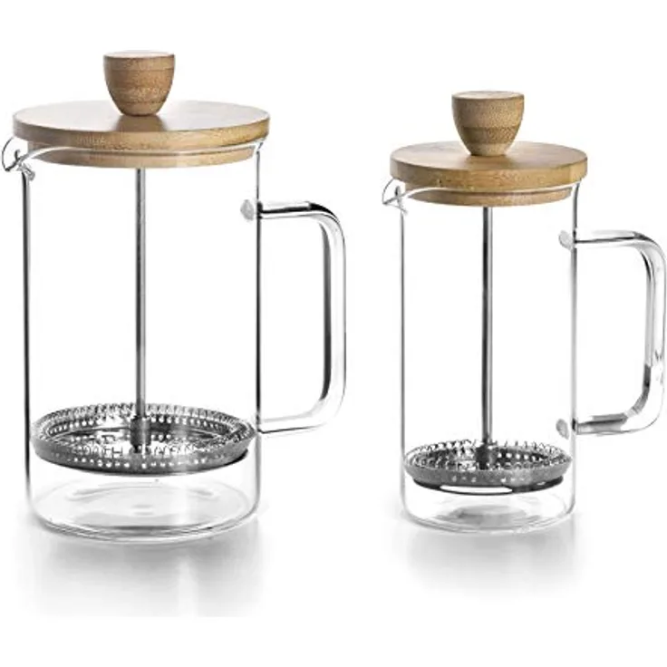 LACOR - Französische Kaffeemaschine, Kaffeepresse, Kaffeemaschine mit Kolben, französische Kanne für Filterkaffee, 6 Tassen, 0'80 l, Stahl und Holz