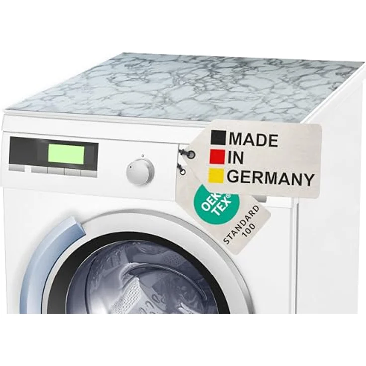 BAUHELD® Universal Waschmaschinen-Auflage [60x60cm], Rutschfeste Abdeckung mit Vinyl-Beschichtung, Pflegeleicht und Zuschneidbar, Marble Grey, Made in Germany – Bild 1