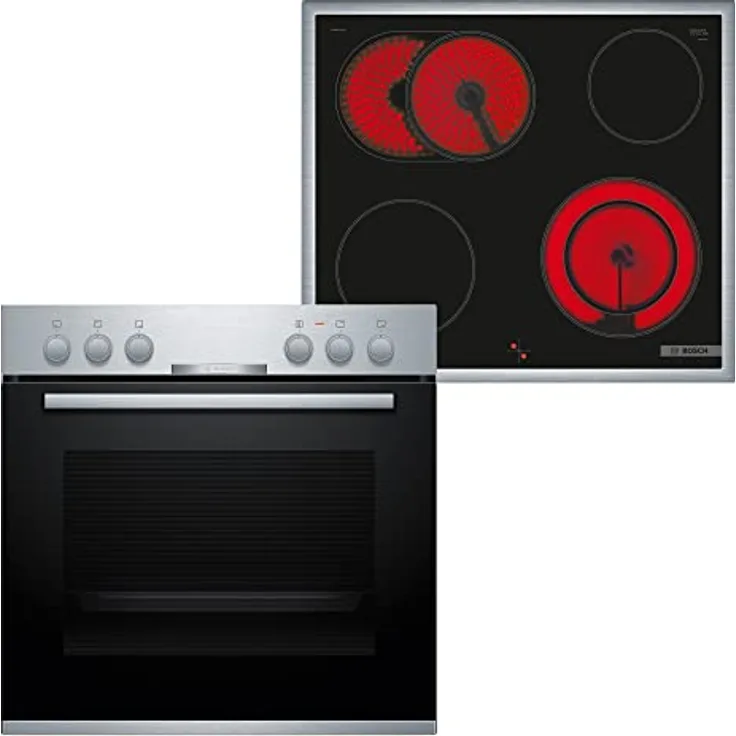 Bosch HND211LR62 Herd-Cerankochfeld-Kombination (herdgesteuert), 59,4 cm breit, 3D-Heißluft - Backen auf 3 Ebenen, Bräterzone