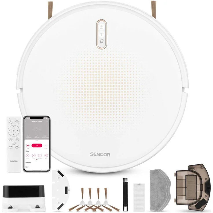 SENCOR SRV 4150WH Saug-Wischroboter, Smart Gyro Navigation, 3000 Pa Saugkraft, HEPA-Filter, WLAN-App & Fernbedienung, 130 Min Laufzeit, Weiß
