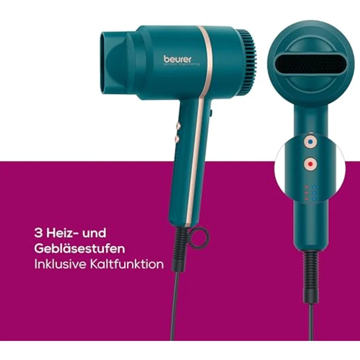 Beurer HC 35 Ocean Haartrockner, 2.000 Watt, 3 Stufen, Kaltluftfunktion, inkl. Stylingdüse, türkis – Bild 3