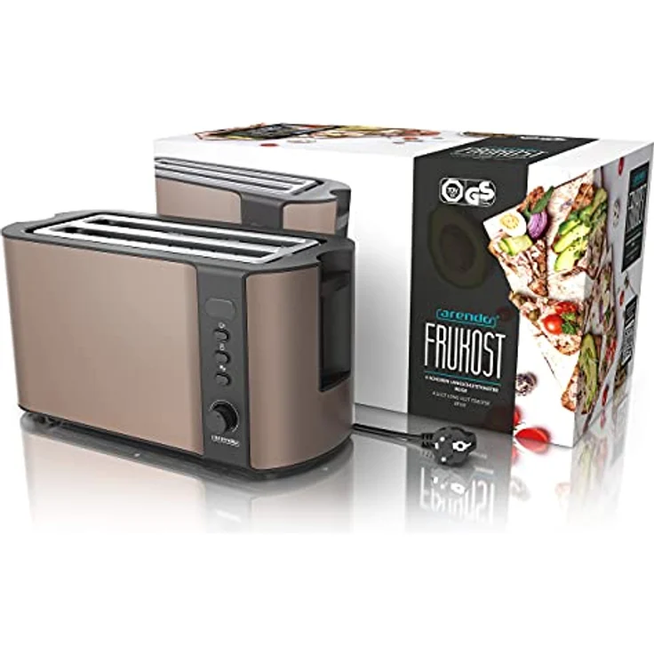 Arendo 4-Schlitz-Toaster, Langschlitz, Defrost Funktion, wärmeisolierendes Gehäuse, braun – Bild 8