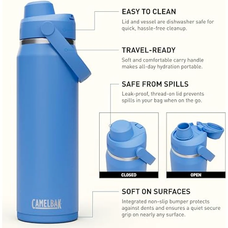 CAMELBAK Thrive Chug Wasserflasche, isolierter Edelstahl, doppelwandig, 750 ml, auslaufsicher, Himmelblau – Bild 3
