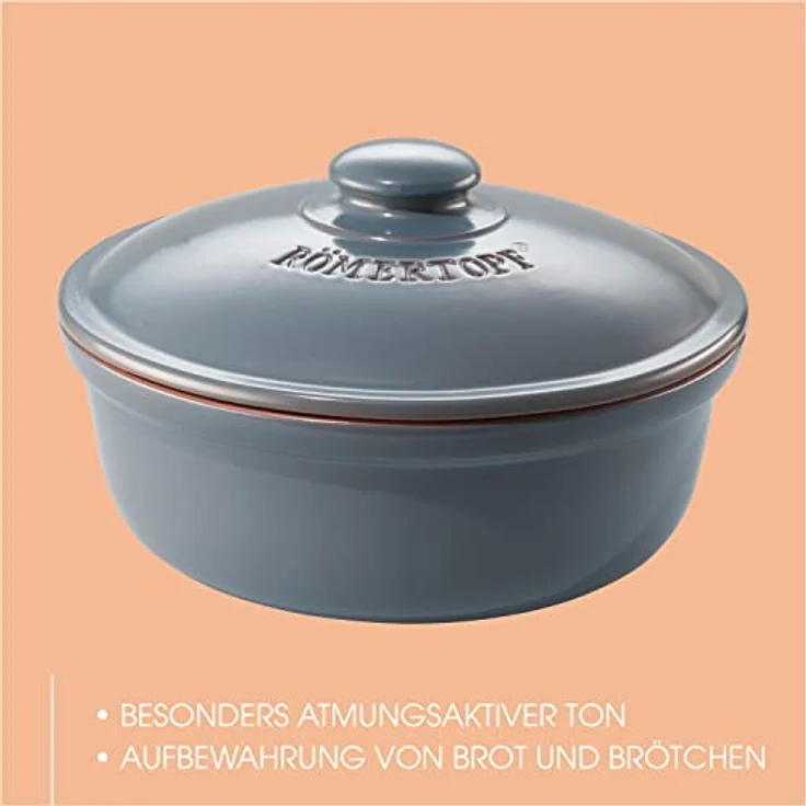 Römertopf Brottopf aus natürlicher Keramik, ideal für die Aufbewahrung von Brot Ø 30,0cm – Bild 3