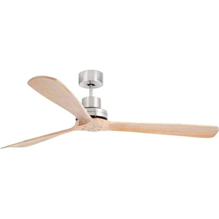 FARO BARCELONA LANTAU-G, Deckenventilator ohne Licht, nickel matt/kiefer, Ø 168 cm, mit Gleichstrommotor und Fernbedienung