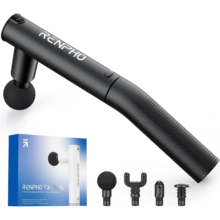 RENPHO Extend Massage Gun C004, Abnehmbarer Verlängerungsgriff, Schwarz