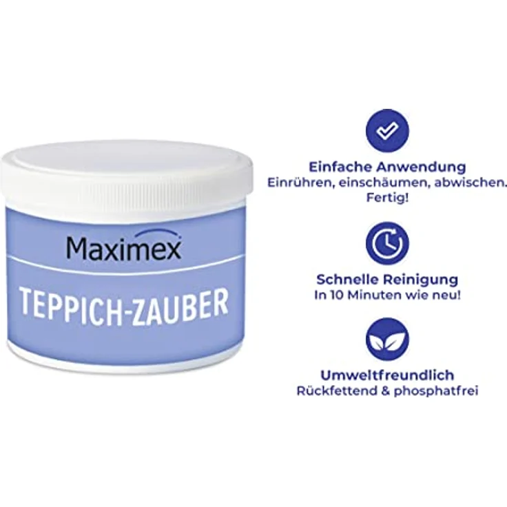 Maximex Teppich-Zauber, 500 ml, rückfettender und ergiebiger Spezial-Reiniger, auch für empfindliche Materialien wie Velours, Samt & Seide, ideal für Teppiche, Autopolster & Möbel – Bild 4