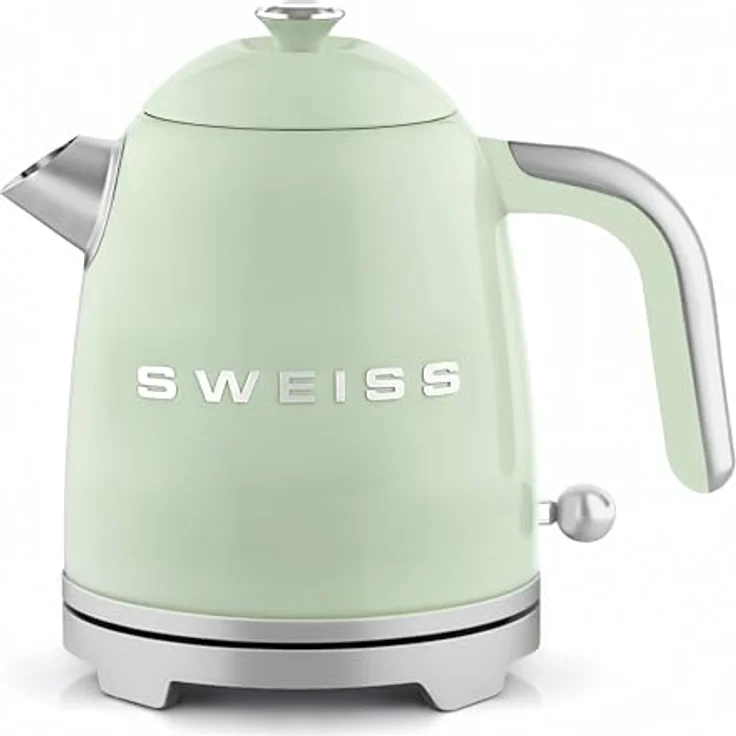 SWEISS Vintage Wasserkocher, 1 l, Edelstahl, 1000 W, 360° drehbar, automatische Abschaltung, Grüner Farbton – Bild 1