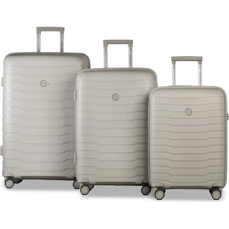Worldpack Portland 4 Rollen Kofferset, 3-teilig, beige, aus 100% Polypropylen, Maße: 52 cm x 29 cm x 72 cm