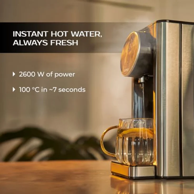 SORSO Flow Heißwasserspender mit 2600 W Leistung, 7 Temperaturstufen, 5 Mengenoptionen und 2,7-Liter-Wassertank, Edelstahl – Bild 2
