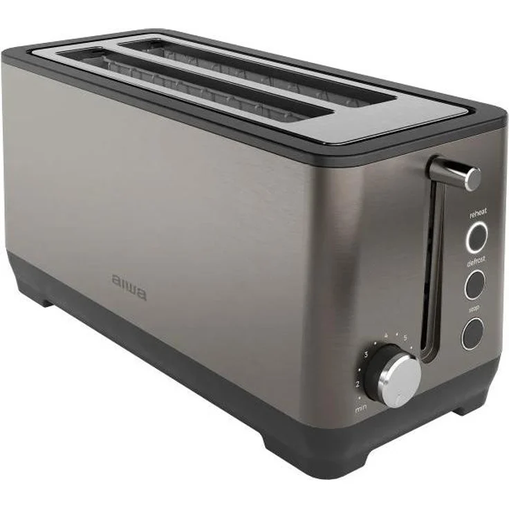 Aiwa Kofotatsu Toaster, 1600W mit 2 ultra-breiten Schlitzen, Silber, Edelstahl mit Anti-Fingerabdruck-Oberfläche