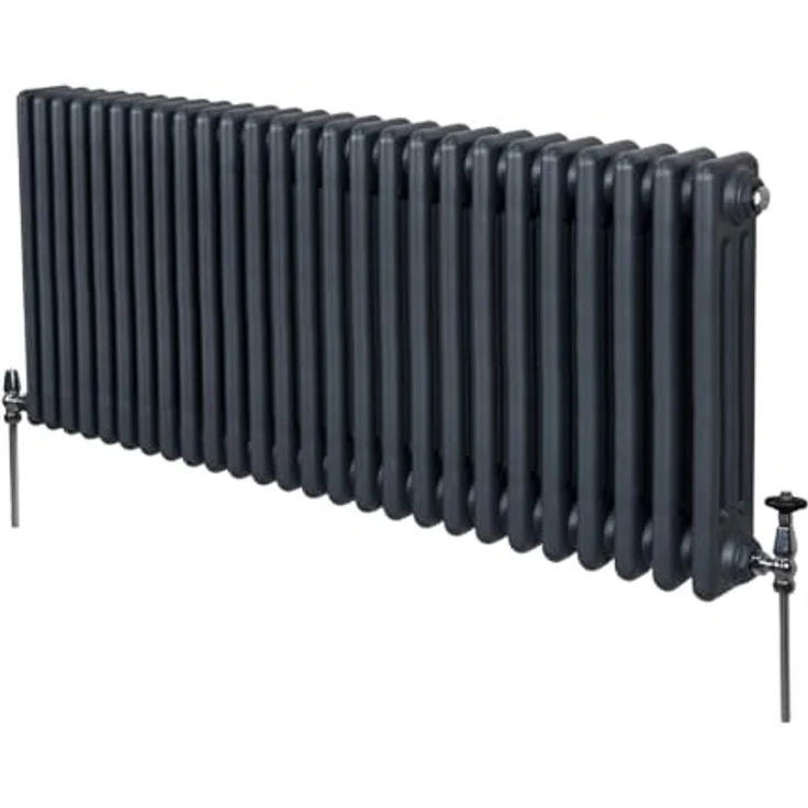 Monster Shop Traditioneller 3-Spalten-Heizkörper 600 x 1192mm | Matt Anthrazit Grau Kohlenstoffstahl | Hohe Wärmeleistung - 6255 BTU | Stabile Montage & leichte Wartung – Bild 1