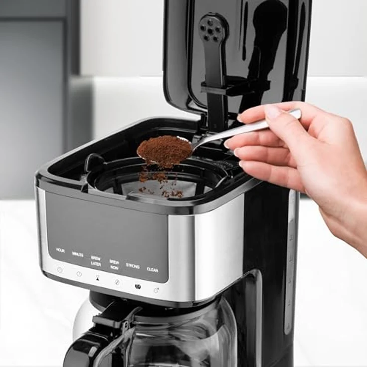 Ufesa Filterkaffeemaschine Ariccia, Programmierbar, 900W, 14 Tassen, 1,8L, Edelstahl, Touchscreen, herausnehmbarer Nylonfilter, hitzebeständiges Glasgefäß, spülmaschinenfest, Tropf-Stopp – Bild 5