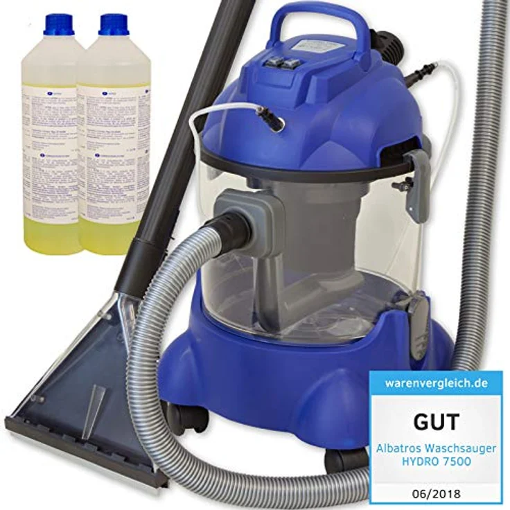 ALBATROS Nass-Trocken-Sauger Auto Hydro 7500 + 2l Reinigungs-Shampoo- 4in1 Nasssauger Auto + Polster-Reiniger Auto - 1200 W, 20l Volumen, 16 kPa Saugleistung - Vergleichssieger Note: Sehr Gut – Bild 1