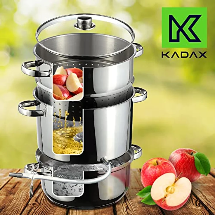 KADAX Dampfentsafter Ruka 8L, Edelstahl mit Glasdeckel, spülmaschinengeeignet, für alle Herdarten, induktionsgeeignet, Silber – Bild 5