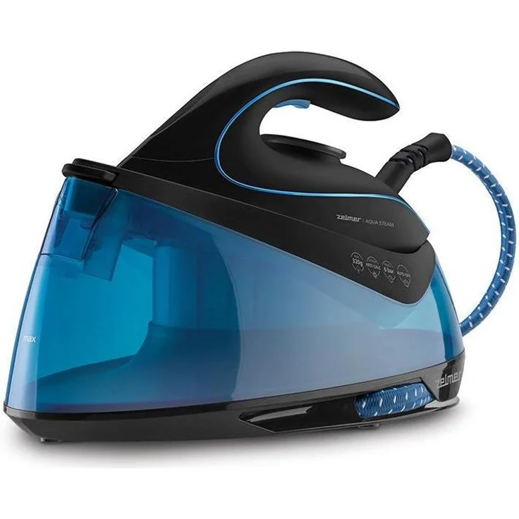 Zelmer ZIS5400 Aqua Steam, Bügeleisen mit 2400 W Leistung, 6 bar Druck, konstant 120 g/min Dampf, Schwarz-Blau