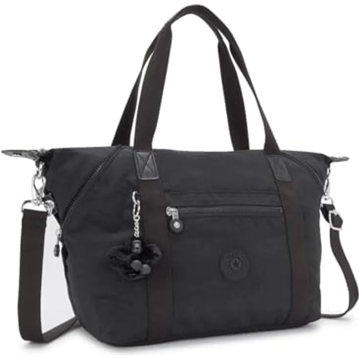 Kipling Basic Art Schultertasche, praktische Handtasche mit abnehmbarem Schultergurt, 44 cm, Schwarz – Bild 4