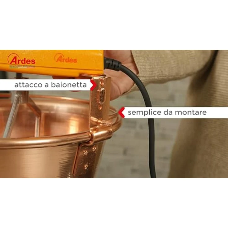Poly Pool 2480 Polentamixer, Handmixer aus Kupfer mit 10 Watt Leistung, gelb, für bis zu 12 Personen – Bild 5