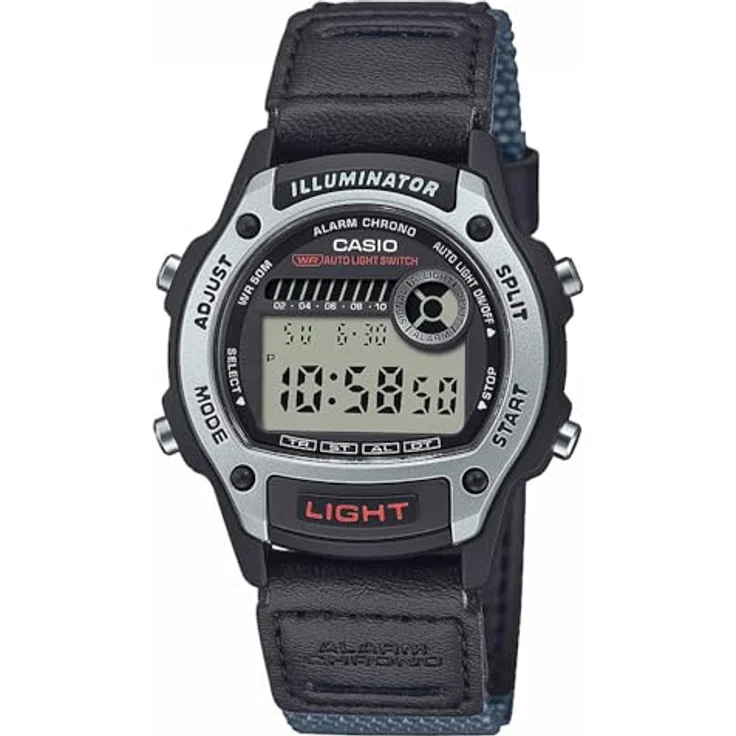 Casio W-220HF-8AVEF, Quarzuhr Alarm-Chrono für Damen und Jugendliche mit schwarzem Kunststoffarmband, anthrazit Zifferblatt, Stoppuhr und Beleuchtung – Bild 1