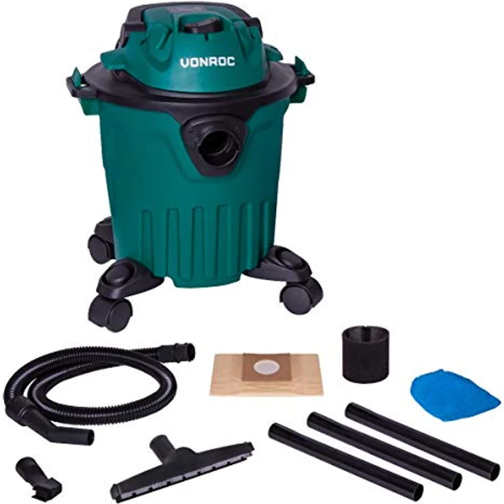 VONROC Nass- und Trockensauger, 1000W Industriesauger mit 12L Tank und 1,5m Schlauch, inklusive Zubehör – Bild 2