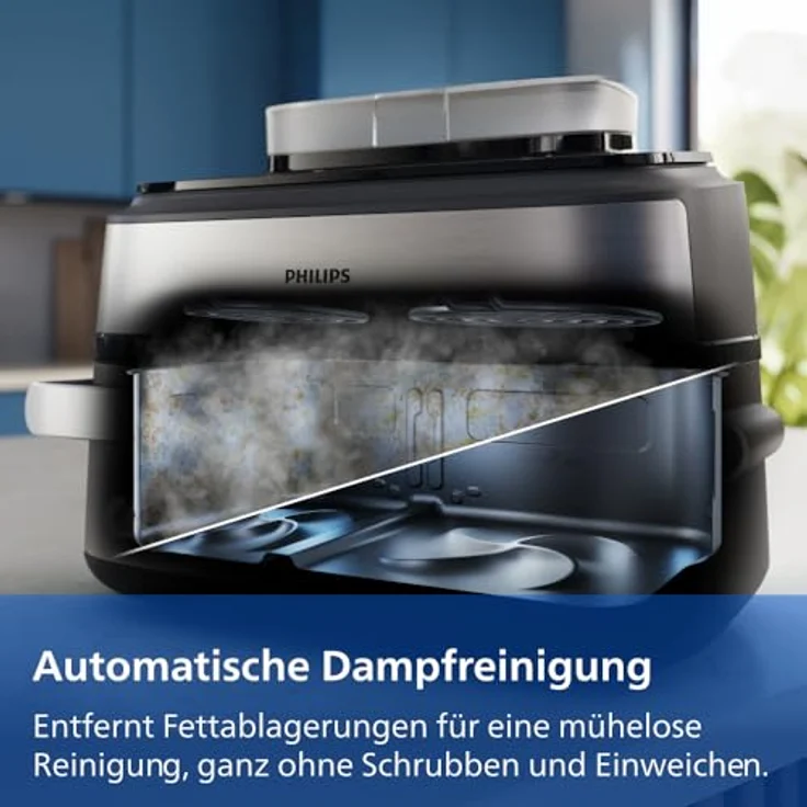 Philips Heißluftfritteuse NA565/02 Steam Airfryer 5000 Series, 9,5L Megabasket, 2750 W, Dampfgarfunktion, RapidAir Plus Technologie, inkl. Servierzange – Bild 12